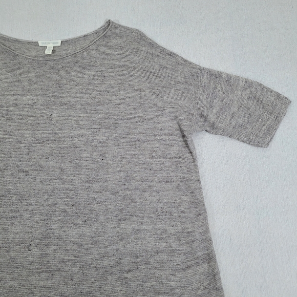 Eileen Fisher Womens Size Large 100% Linen Taupe Loose Knit Tunic Dolman Sleeve - Picture 2 of 10